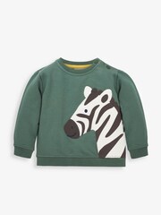 JoJo Maman Bébé Khaki Kids' Zebra Sweatshirt - Image 1 of 3