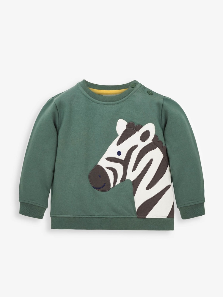 JoJo Maman Bébé Khaki Kids' Zebra Sweatshirt - Image 1 of 3