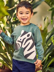 JoJo Maman Bébé Khaki Kids' Zebra Sweatshirt - Image 2 of 3