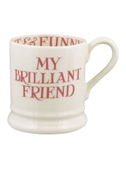 Emma Bridgewater Cream Pink Toast My Brilliant Friend 1/2 Pint Mug - Image 2 of 4