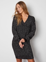 Threadbare Black V-Neck Knitted Jumper Dress - Image 2 of 2