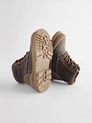 Khaki Green Colourblock Bump Toe Lace Detail Boots - Image 4 of 6