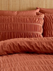Catherine Lansfield Orange Seersucker Easy Care Duvet Cover Set - Image 2 of 4