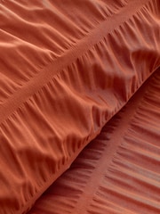 Catherine Lansfield Orange Seersucker Easy Care Duvet Cover Set - Image 3 of 4