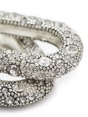 AllSaints Silver Tone Pavé Hoop Earrings - Image 2 of 2