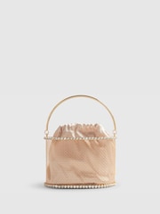 River Island Brown Gem Raffia Flower Basket Bag - Image 4 of 6
