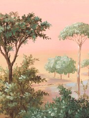 Woodchip & Magnolia Pink Oasis Border Wallpaper - Image 4 of 4