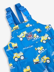JoJo Maman Bébé Cobalt Digger Print Waterproof Dungarees - Image 5 of 6
