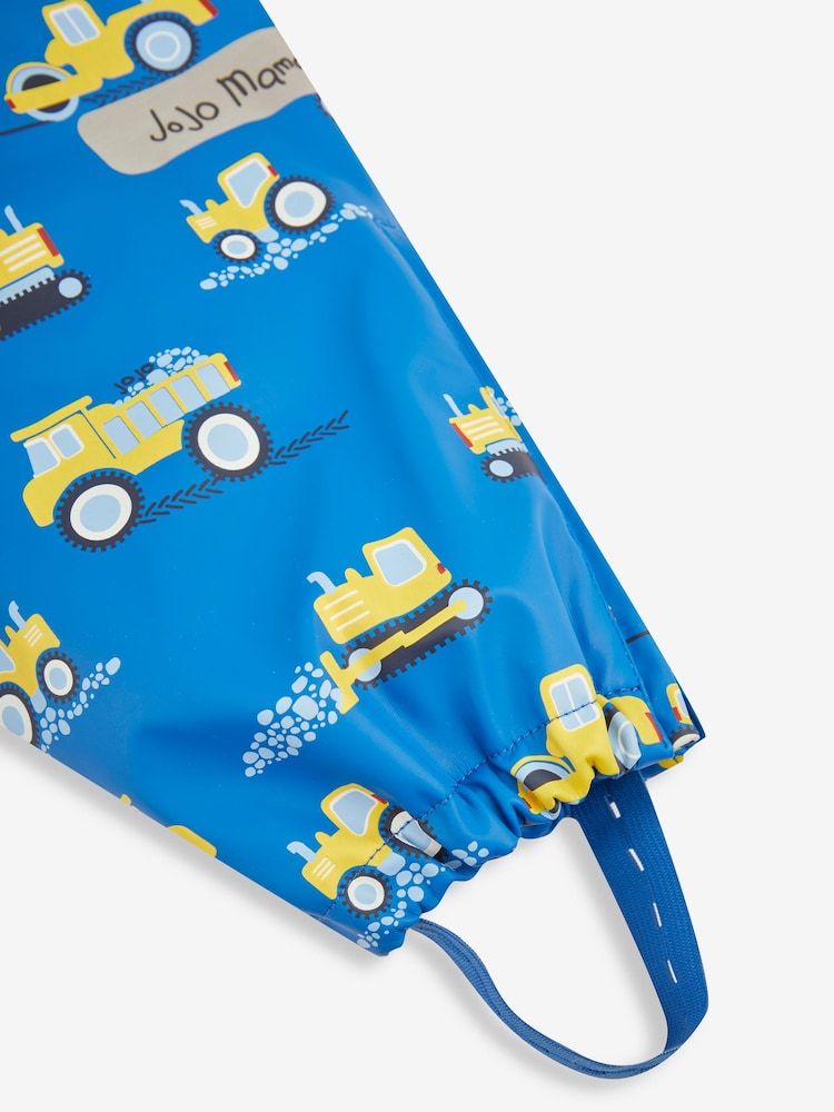 JoJo Maman Bébé Cobalt Digger Print Waterproof Dungarees - Image 6 of 6