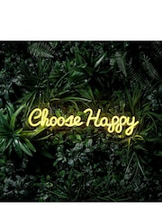 Lights4fun Yellow Choose Happy Neon Wall Light - Image 1 of 2