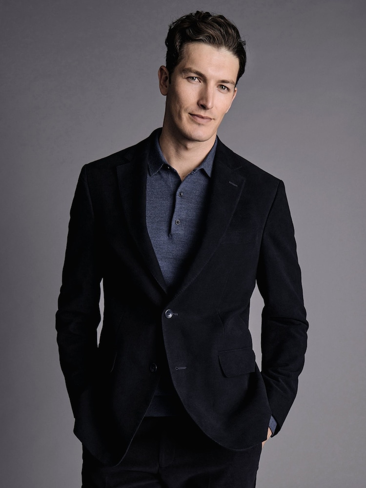 Charles Tyrwhitt Blue Italian Moleskin Slim Fit Jacket - Image 1 of 5