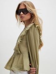River Island Green Cutwork Ruffle Blouse - Image 2 of 4