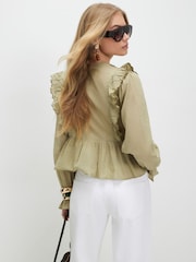 River Island Green Cutwork Ruffle Blouse - Image 4 of 4