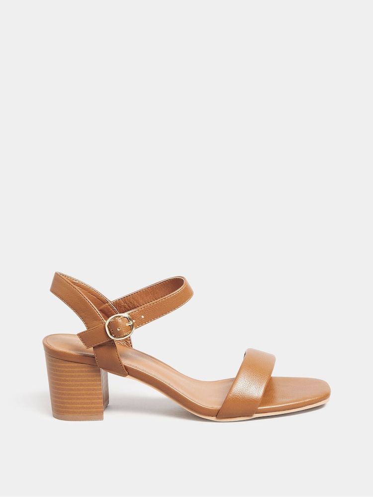 Long Tall Sally Brown Faux Leather Block Heel Sandals - Image 2 of 5