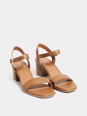 Long Tall Sally Brown Faux Leather Block Heel Sandals - Image 3 of 5