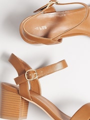 Long Tall Sally Brown Faux Leather Block Heel Sandals - Image 4 of 5