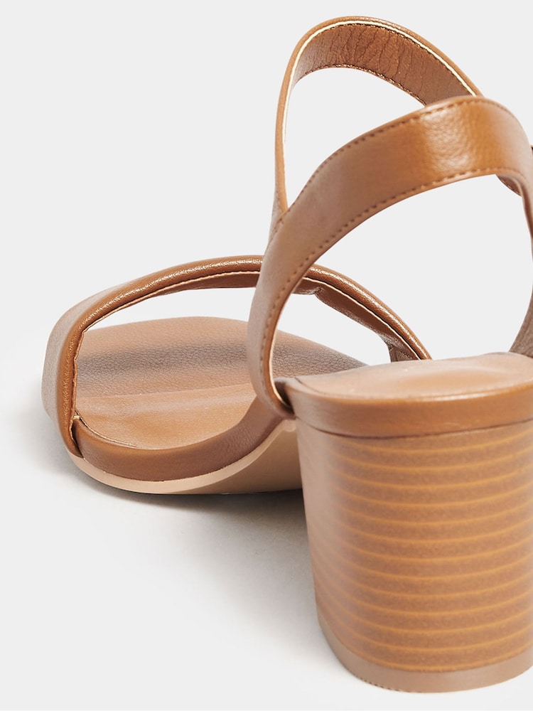 Long Tall Sally Brown Faux Leather Block Heel Sandals - Image 5 of 5