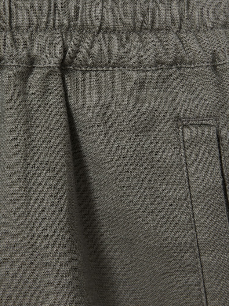 Reiss Khaki Acen Senior Linen Drawstring Shorts - Image 4 of 4