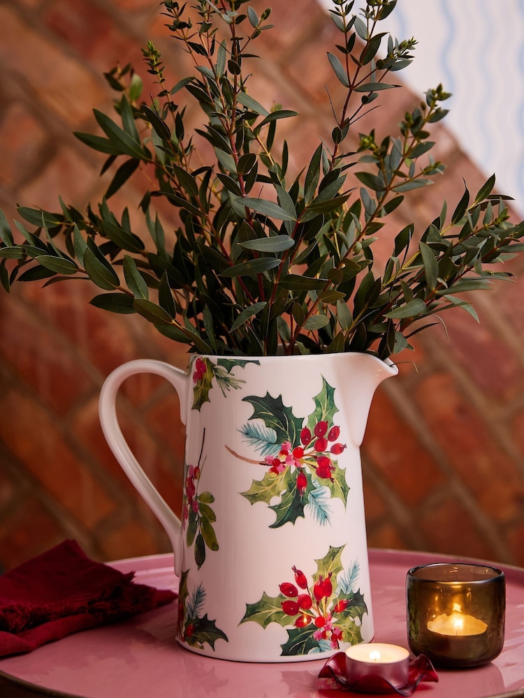 Portmeirion Multi Botanic Garden Christmas Holly Bella Jug - Image 1 of 3 Portmeirion Multi Botanic Garden Christmas Holly Bella Jug - Image 1 of 3