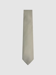 Reiss Soft Sage Ceremony Textured Silk-Blend Tie - Image 1 of 5