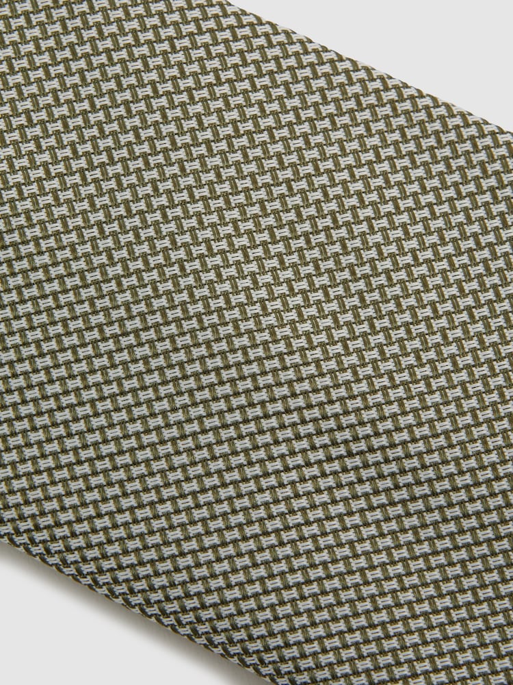 Reiss Soft Sage Ceremony Textured Silk-Blend Tie - Image 5 of 5