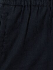 Reiss Navy Acen Teen Linen Drawstring Shorts - Image 4 of 4