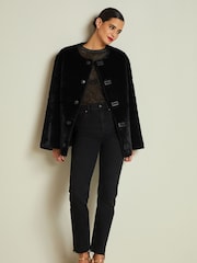 Black Reversible Faux Leather & Faux Fur Jacket - Image 2 of 7