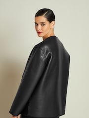 Black Reversible Faux Leather & Faux Fur Jacket - Image 3 of 7