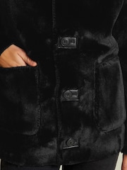 Black Reversible Faux Leather & Faux Fur Jacket - Image 4 of 7