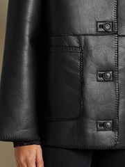 Black Reversible Faux Leather & Faux Fur Jacket - Image 5 of 7