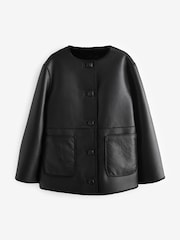 Black Reversible Faux Leather & Faux Fur Jacket - Image 6 of 7