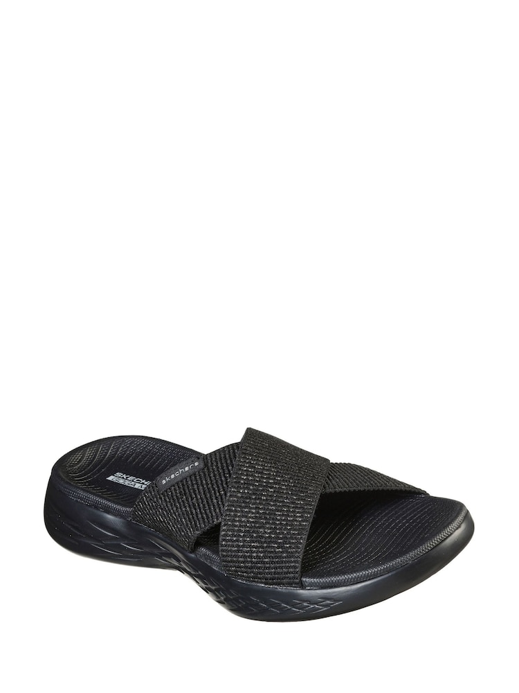 Skechers Black On-The-Go 600 Glistening Womens Sandals - Image 1 of 5