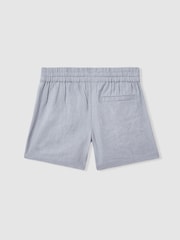 Reiss Soft Blue Acen Teen Linen Drawstring Shorts - Image 2 of 3