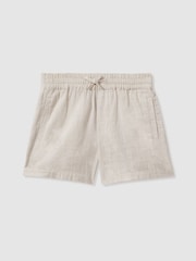 Reiss Stone Acen Teen Linen Drawstring Shorts - Image 1 of 2