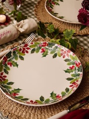 Portmeirion Set of 4 Multi Botanic Garden Christmas Holly Border Dinner Plates - Image 1 of 3