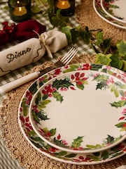 Portmeirion Set of 4 Multi Botanic Garden Christmas Holly Border Dinner Plates - Image 2 of 3