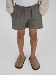 Reiss Khaki Acen Teen Linen Drawstring Shorts - Image 3 of 4