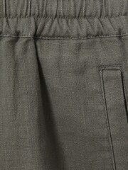 Reiss Khaki Acen Teen Linen Drawstring Shorts - Image 4 of 4
