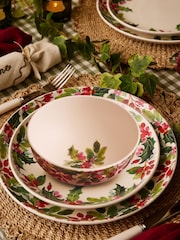 Portmeirion 12 Piece Multi Botanic Garden Christmas Holly Dinners Set - Image 1 of 2