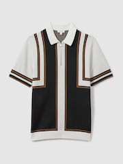 Reiss Navy/White Orion Knitted Half-Zip Polo Shirt - Image 2 of 5