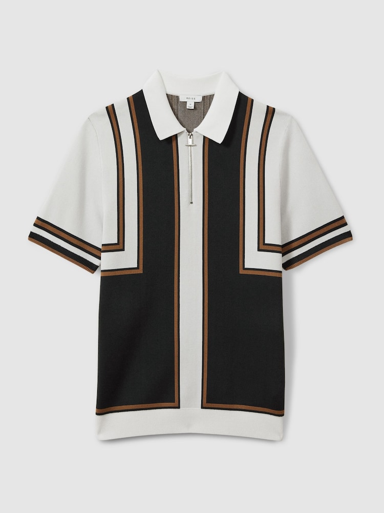 Reiss Navy/White Orion Knitted Half-Zip Polo Shirt - Image 2 of 5