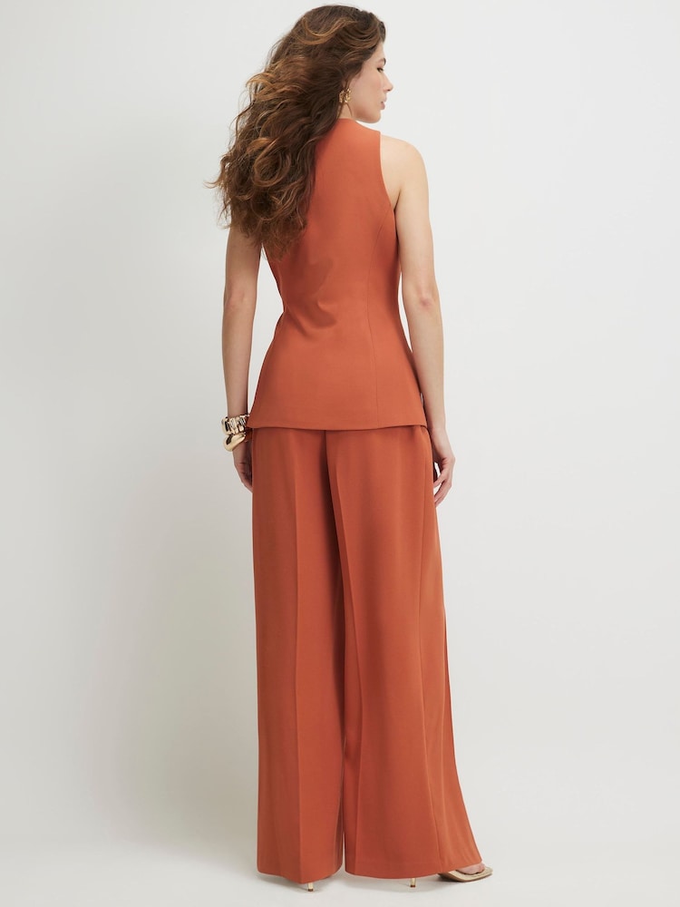River Island Orange Drawstring Tailored Wide Leg Trousers - Image 2 of 4 River Island Orange Drawstring Tailored Wide Leg Trousers - Image 2 of 4