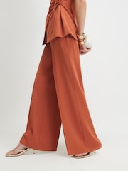 River Island Orange Drawstring Tailored Wide Leg Trousers - Image 3 of 4