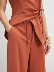 River Island Orange Drawstring Tailored Wide Leg Trousers - Image 4 of 4