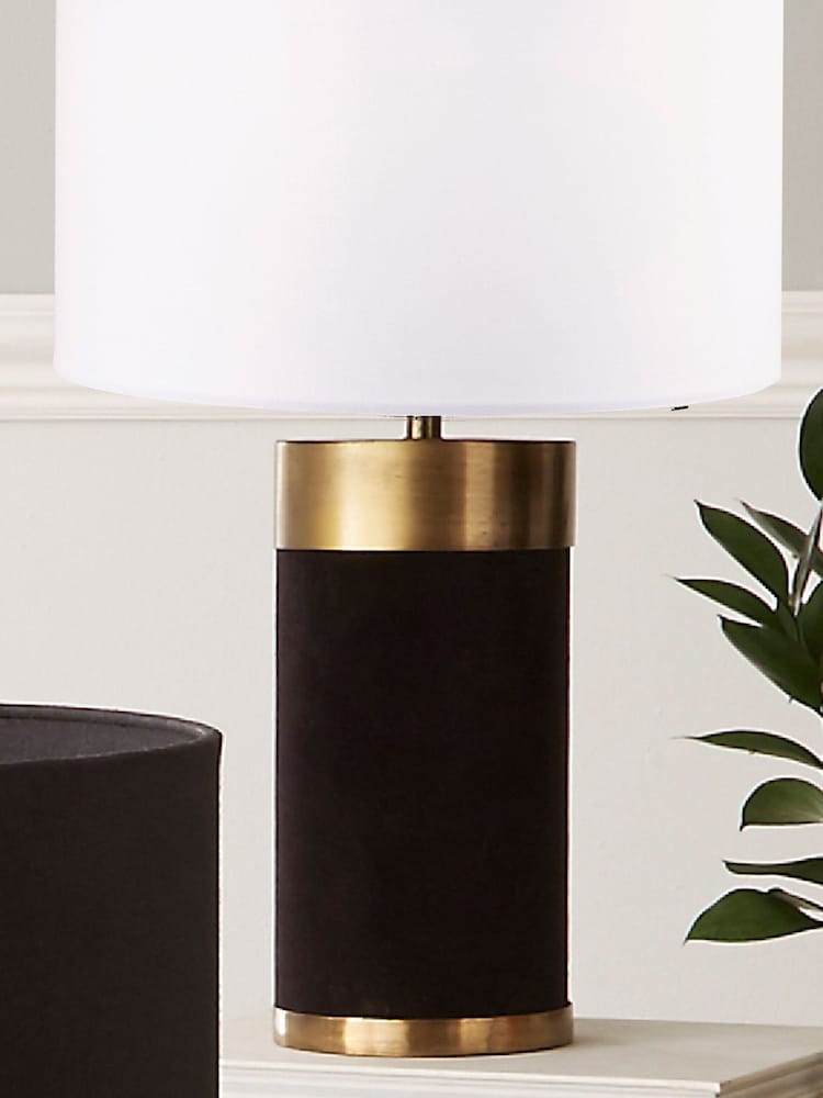 Pacific Black Velvet & Antique Brass Table Lamp - Image 1 of 4