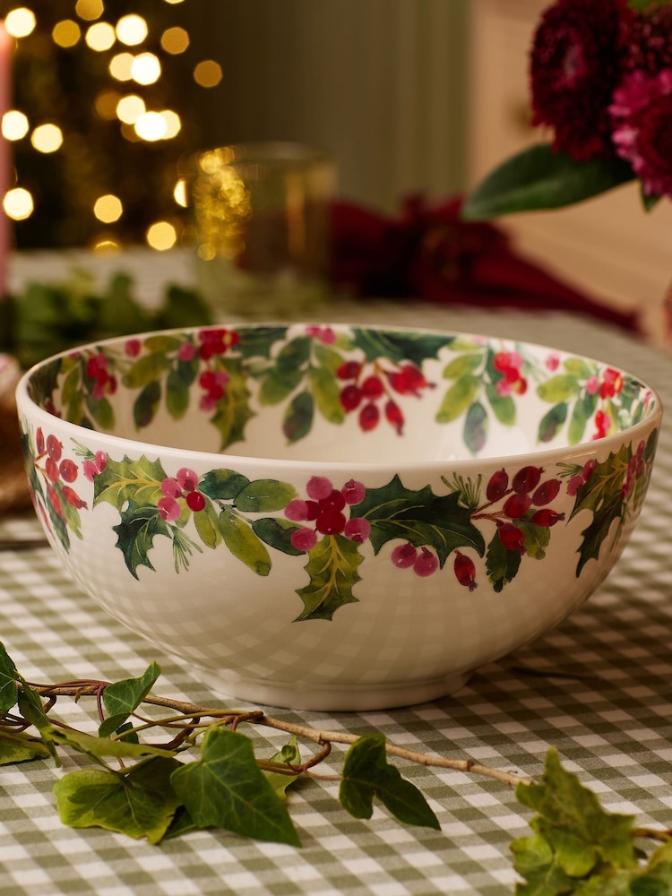 Portmeirion Multi Botanic Garden Christmas Holly Salad Bowl - Image 1 of 3