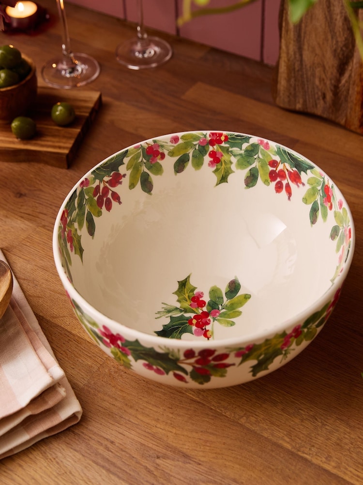 Portmeirion Multi Botanic Garden Christmas Holly Salad Bowl - Image 2 of 3