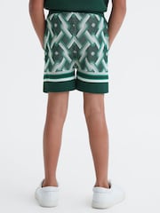 Reiss Green Multi Jack Teen Knitted Elasticated Waistband Shorts - Image 5 of 6