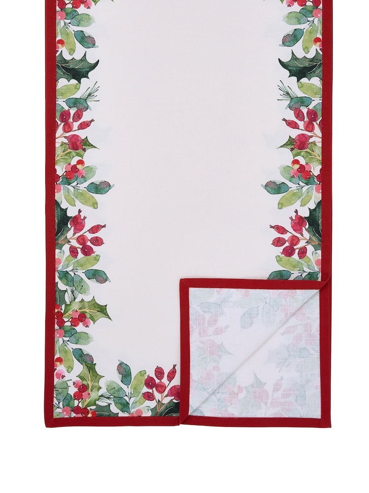 Portmeirion Multi Botanic Garden Christmas Holly Table Runner - Image 2 of 2 Portmeirion Multi Botanic Garden Christmas Holly Table Runner - Image 2 of 2