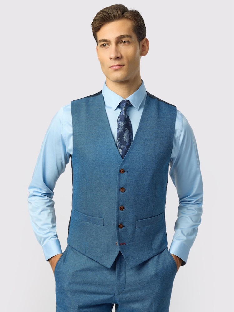 Antique Rogue Blue Blake Texture Waistcoat - Image 1 of 1
